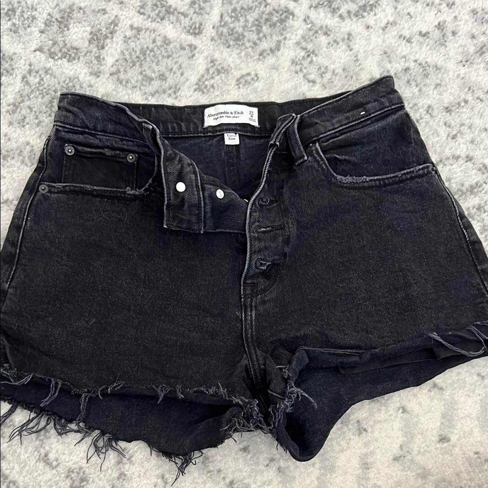 Abercrombie & Fitch Black High Rise Denim Shorts curve love black